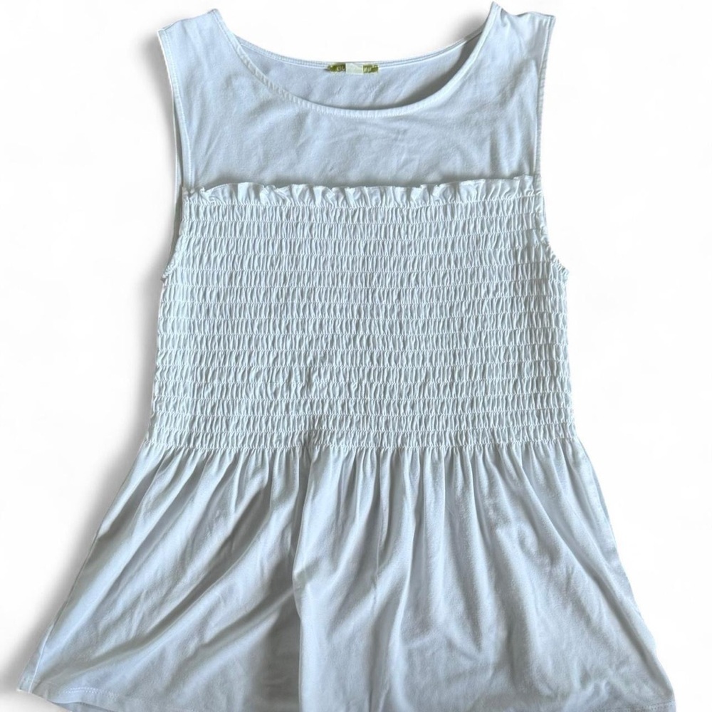 Gianni Bini White Smocked Tank Top